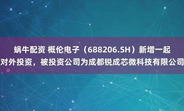 蜗牛配资 概伦电子(688206.SH)新增一起对外投资,被投资公司为成都锐成芯微科技有限公司