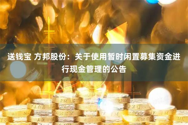 送钱宝 方邦股份：关于使用暂时闲置募集资金进行现金管理的公告